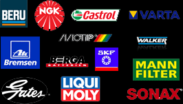 BERU, NGK, Castrol, Varta, Ato Bremsen, Berga Batterien, Motip, SKF, Walker, MANN Filter, Gates, Liqui Moly, Sonax